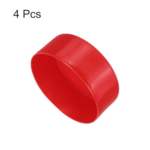 Image of uxcell 4pcs Rubber End Caps 5 1 /8 inch(130mm) ID Vinyl Round End Cap Cover Screw Thread Protectors Red, 50mm Height