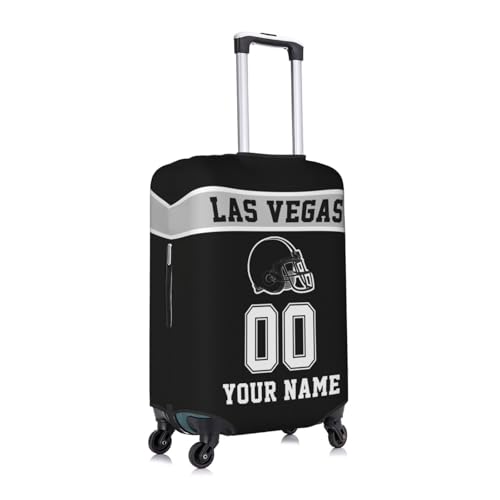 Image of Custom Las Vegas Luggage Cover Personalized Football Style Suitcase Cover with Name Number Customized Washable Elastic Sports Travel Suitcase Protector for Business Vacation Gifts