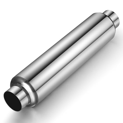 Wabuiltown 2.5" Inlet Exhaust Resonator, 2.5" Outlet 19" Overall Length Stainless Steel Performance Muffler, Straight Through Design, Weld-On, Universal for Car Truck, Polished