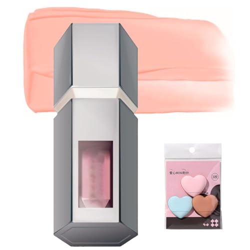 Aztk Blush Jc04 Jelly Color Liquid Blush, 2025 2 In 1 Contour Beauty Wand Liquido Waterproof, Contorno Illuminante Per Tutto Il Giorno Con Mini Piumino Per Cipria(JC05 White Peach)