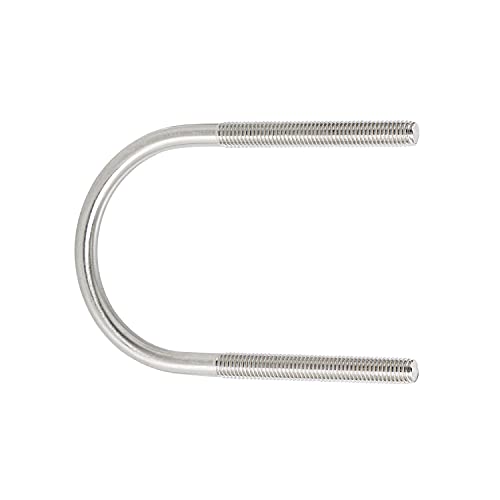 Image of Round U-Bolts 2.36 inch(60mm) Inner Width M8 Thread 304 Stainless Steel Silver with Plates Nuts Flat Washers for Car /RV /Trailer Bumper, 4Pcs