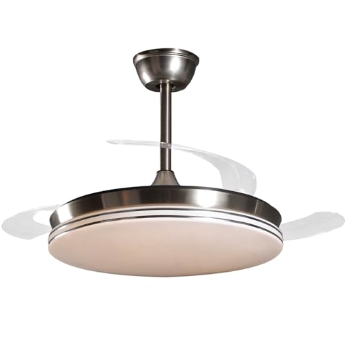 Ventilateur de plafond chromé avec pales rétractables et LED Ø106 cm - 2