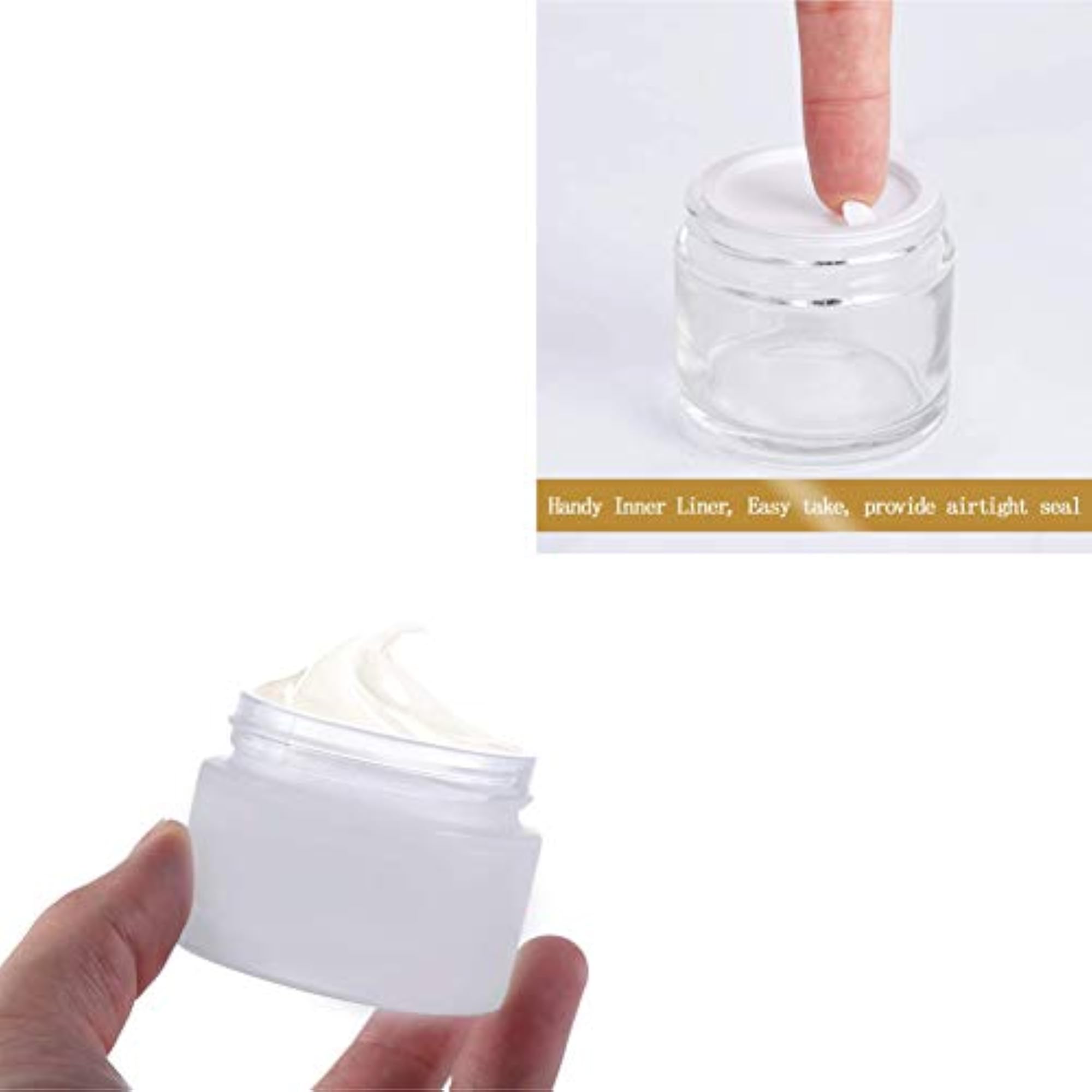 Multipurpose Round Clear Glass Cosmetic Jars, 50g with Inner Liners