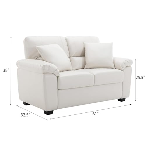 Image of Anderson 3+2 Seater Sofa Set | Sectional Sofa 5 Seater 3 Plus 2 | 5 Seater Leather Sofa for Living Room Office | Leather Sofa Set 5 Seater | Leatherette Sofa Cream Color