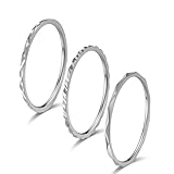 JESMING 1mm Single Ring 3-Piece Set – Stacked Titanium Steel Rings for Women – Minimalist & Elegant Combination (Silver, 8)