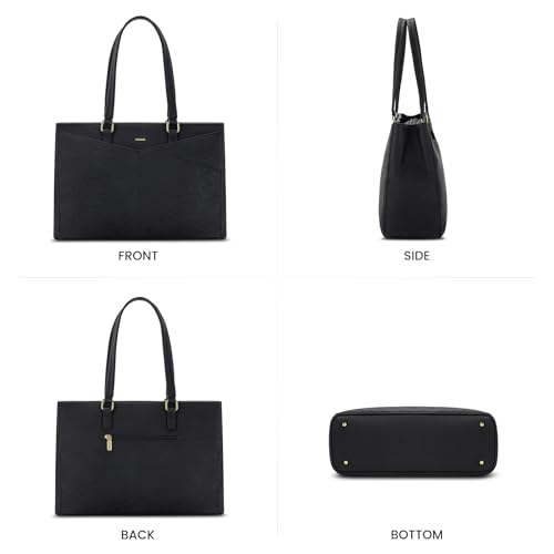 Image of Laptop Tote Bag for Women 15.6 Inch Waterproof Leather Computer Laptop Bag Women Business Office Work Bag Briefcase Large Travel Handbag Shoulder Bag