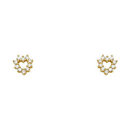 14k REAL Yellow Gold Heart Stud Earrings with Screw Back2