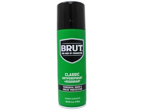 BRUT Classic Antiperspirant and Deodorant Spray - Scented Aerosol Deodorant for Men - Powerful Odor and Sweat Protection - Paraben Free - 6 oz