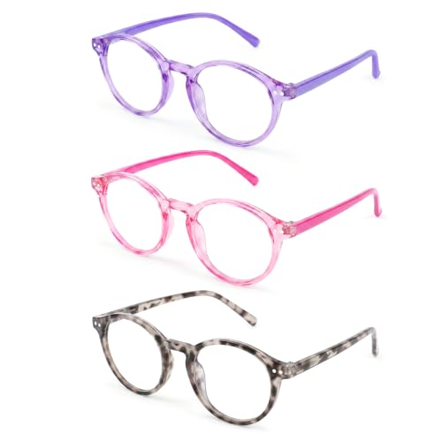 Image of 3 Pack Kids Blue Light Glasses, Lightweight Round Frame 6-15
