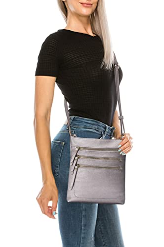 Image of Solene Crossbody Bag Functional Multi Pocket Messenger Purse Top Zip Closure Shoulder Handbag With Adjustable Strap
