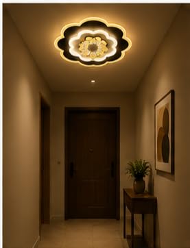 Flower Shape LED Ceiling Light, Warm White, Crystal Accent, Flush Mount, Living Room and Hallway Decor-image-43