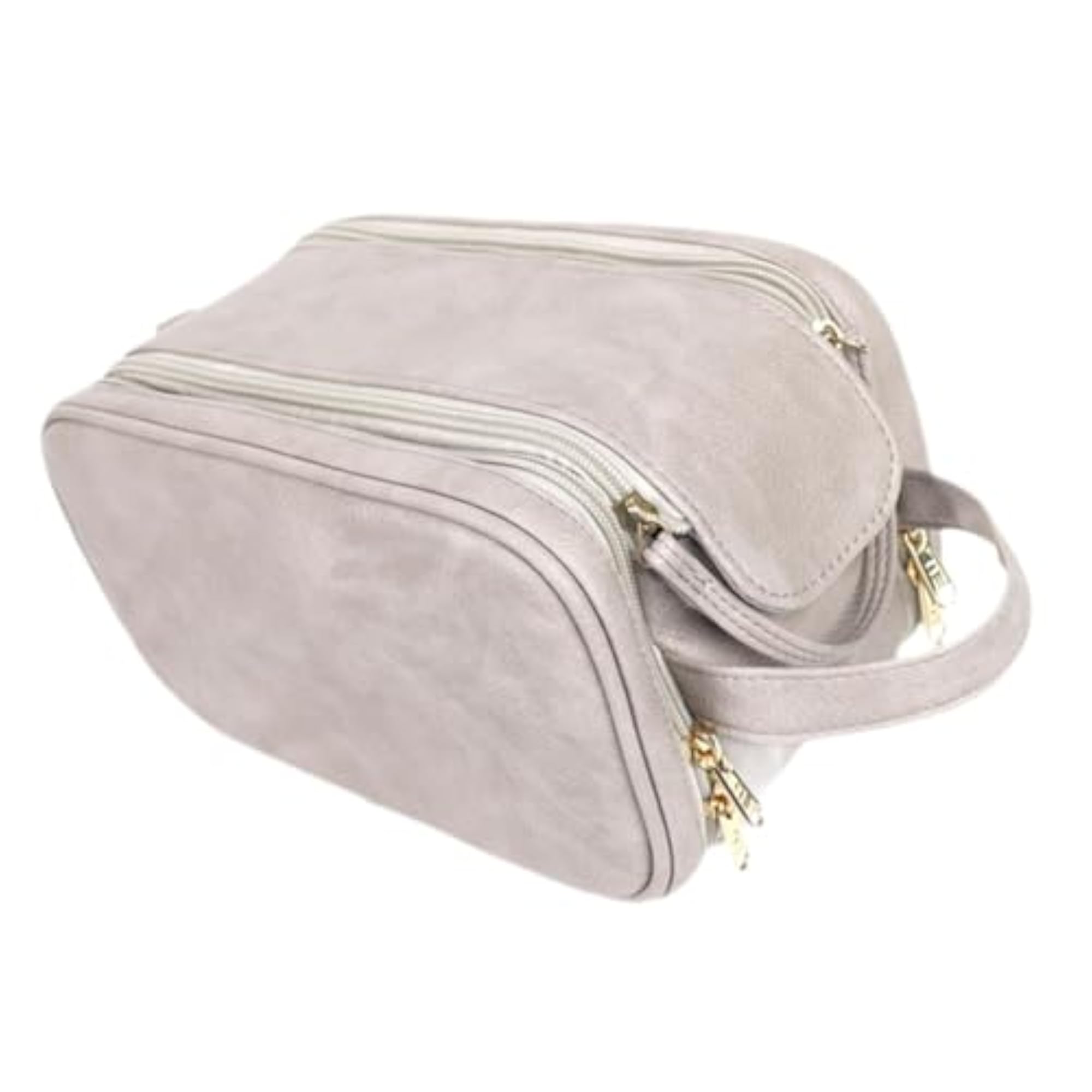 Gray Makeup Storage Bag with Zipper, Ideal for Travel