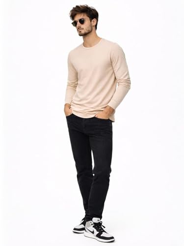 Image of Men's Regular Fit Plain Full Sleeve T- Shirt, Spun Cotton Fabric, Soft and Comfortable Casual Everyday Wear (Pack of 3) (Size Range S to 2XL)