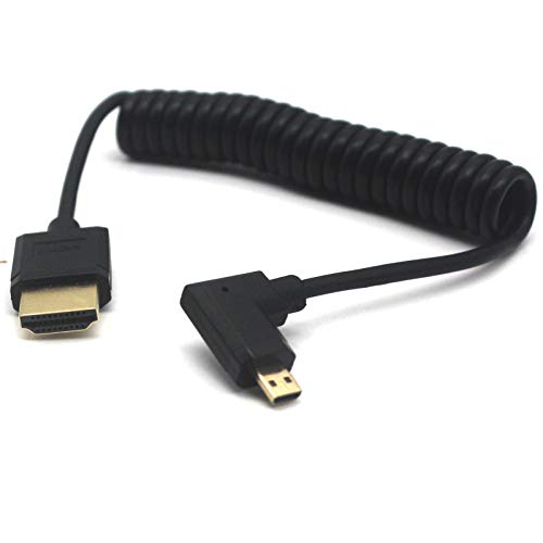 Cable Micro HDMI a HDMI 4K en espiral de 1.8m y con conector de 90 grados