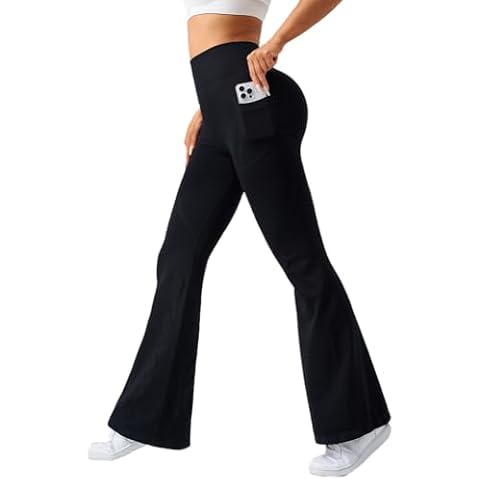 KIMIKAL Wide Leg Yoga Pants Woman, Beach High Waist Casual Loose Sports Pants for Women Summer, Jumping Straight Pants with Pockets Black Cover