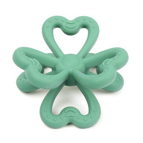 Image of Haakaa Silicone Clover Teether - Food Grade Silicone Teething Toys for Babies 3-6 Months 6-12 Months, Soft & Easy Hold Chew Toy for Infant, BPA Free (Pea Green)
