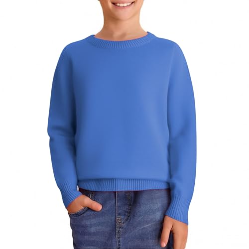 Kids Knit Pullover Sweater Loose Soft Crew Neck Sweater Clothes Boys Girls Fall Casual Lined Sweatshirts Tops Clothes3