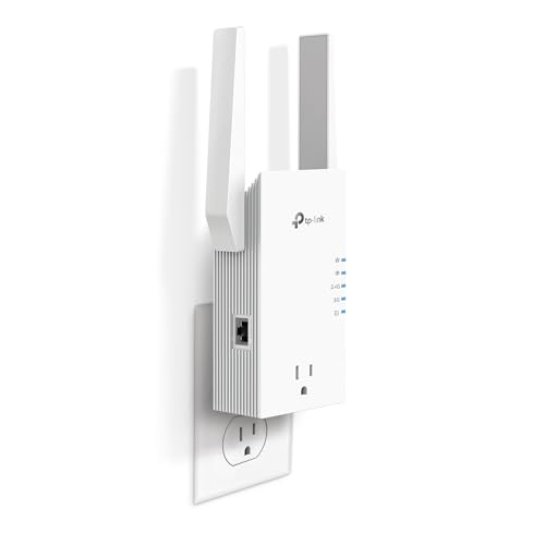 TP-Link RE765X AX3000 WiFi 6 Range Extender w/Smart Plug Integrated Passthrough | Dual-Band Wireless Repeater w/Ethernet Port | Up to 2400 Sq. Ft., 64 Devices | EasyMesh Compatible | App Setup