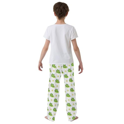 ZZXXB Frog and Star Boys Long Pants Soft Trousers Elastic Waist Kids Lounge Bottoms with Pockets S-XL3