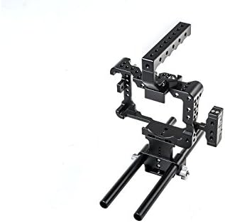 Motionnine M9GHCFS25 Cube Cage for Panasonic GH3/GH4 with Classic Handle, Rod Riser & 10" 15mm Rods (Silver)