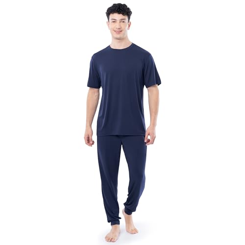 Fruit of the Loom Men's 360 Stretch Crewneck Top and Jogger Pant Sleep Pajama Set