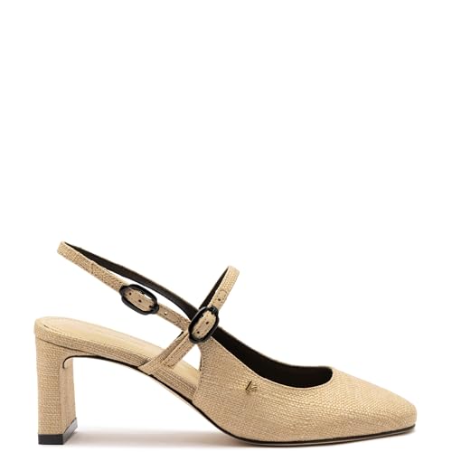 Georgina Pump In Beige Raffia And Black Trimming