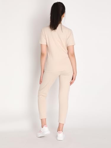 Image of CHKOKKO Casual Co ord Set For Women Stylish Summer Wear Cord Half Sleeves Round Neck Track Suit Coords Travelling Outfit Western Ladies Co ords Pastel Beige L