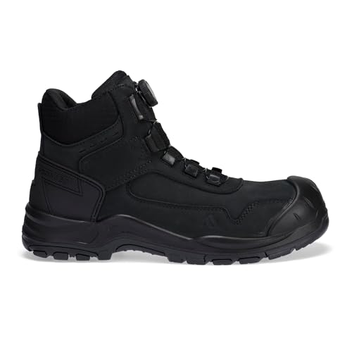 Image of Portwest FC39 Steel Nubuck Ankle Boot S3 Footwear Wire Lace System Heat Resistant Outsole Nubuck Leather Slip Resistant Protective Safety Work Boot With Quick Release Adjustment, Black, 8
