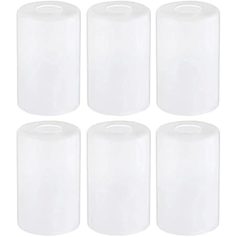 DOXVIEZE 6 Pack White Frosted Glass Shade, Glass Shade Covers Replacements for Light Fixtures, 1-5/8 Inch Fitter Globes Shades for Chandelier Wall Sconces Pendant Bath Vanity Lights Cover