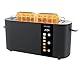 Arendo - Edelstahl Toaster 2 Scheiben Langschlitz - Touchscreen – Doppelwandgehäuse – Integrierter Brötchenaufsatz – 6 Bräunungsgrade – Brotzentrierung – Restzeitanzeige – Memoryfunktion - Schwarz