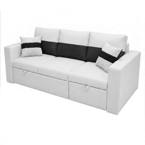 Image of FURNY Soria 4 Seater RHS Lounger Sofa Cum Bed (Light Gray - Black) with Pull-Out Function | Luxury Velvet Suede Finish | Durable Comfort | Ideal for Living Room