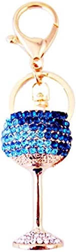 Esito Cartoon Keychain Crystal Rhinestone Keychain Red Wine Glass Keyring Handbag Bucket Car Pendant Keyring Jewelery Gift Cartoon (Color : Blau, Size : 1) #TOP2
