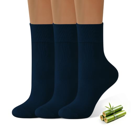 Image of ANDERE ARTE Womens Viscose Bamboo Crew Socks Casual Calf Dress Socks Soft Above Ankle Sock 3-5 Pairs