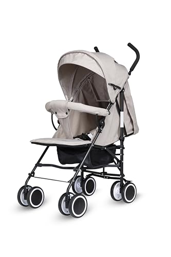 Easy to Fold Compact Lightweight Baby Travel Stroller Pram Buggy One Hand Pushchair (Beige)