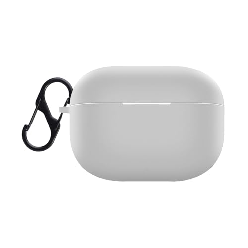 Image of Prolet New Silicone Case Compatible with Realme Buds T300, Soft Silicone 360 Full Protection Dust-Proof Shockproof Case Cover with Hook-Grey