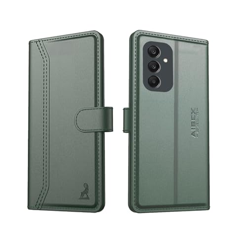 Image of AIBEX Compatible for Samsung A36 5G Flip Cover Leather Finish with Magnatic Closure | Inside TPU with Card Pockets | Wallet Stand | Complete Protection Flip Case -Green