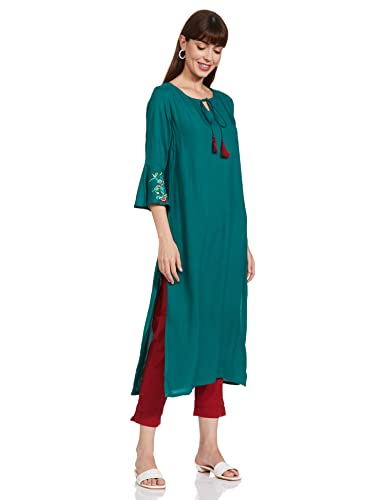 Image of BIBA Women Cotton Blend Regular Solid Pants