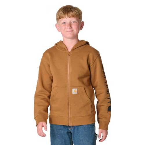 Image of Carhartt Kid's CP8675 Long-Sleeve Full-Zip Logo Sweatshirt - Boys