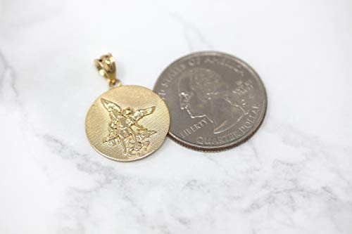 10k Gold Saint Michael Protect Us Coin Charm Pendant4