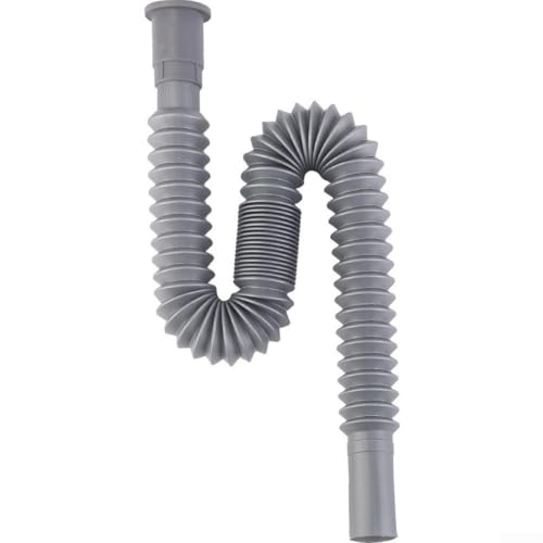 Manguera de drenaje flexible compatible con la mayoría de aberturas de drenaje estándar de fregadero y diseñada para una evacuación constante de agua