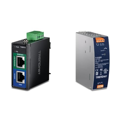 Bundle: TRENDnet Industrial 2.5G PoE+ Injector, TI-IG215+ TRENDnet 150W, 52V DC, 2.89A AC to DC DIN-Rail Power Supply, TI-S15052 miniatura 1