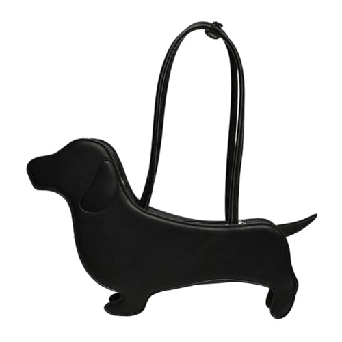 NHJGYSDY Umhängetasche in Form eines Cartoons in Hundeform, PU-Leder, einzigartige Hunde-Form, Geldbörse, Abend-Party-Tasche für Frauen und Mädchen, Schwarz ,