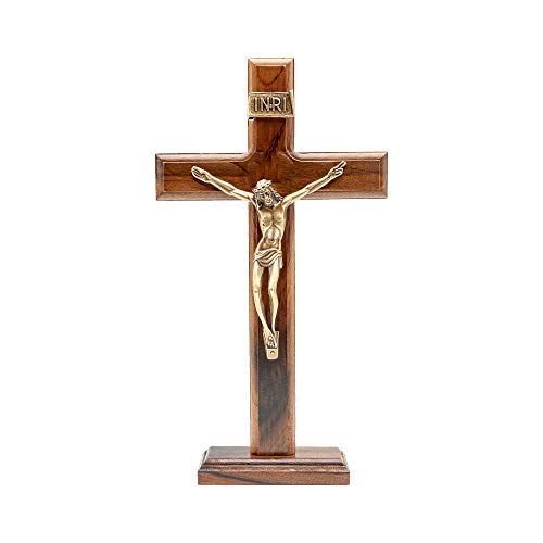 Intercession Traditional Wall and Table Wood Cross Crucifix (Antique Gold - 10 Inch)