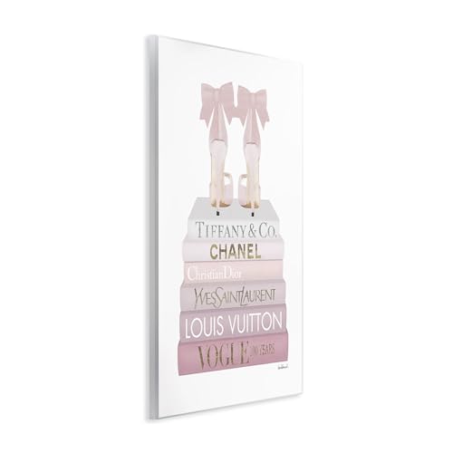Stupell Industries Chic Pink Bow Shoes Glam Fashion Bookstack3