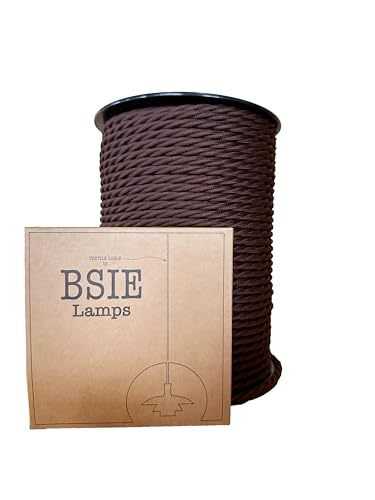 Cable de tela, para bricolaje y hostelería, cable textil, elegante y moderno para lámparas y oficina en casa (marrón trenzado)