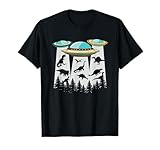 Naves espaciales extraterrestres y dinosaurios espaciales secuestrando dinosaurios OVNI Camiseta