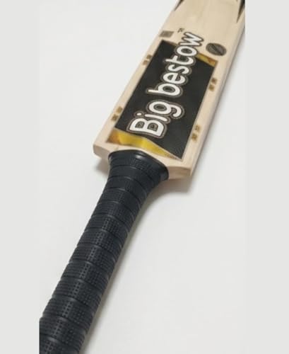 Image of Full Size Black Edition English Willow Cricket Bat, Cross Weave Tape on The Face | Lightweight | Wooden Long Handle | Free Cover Play for Leather Ball