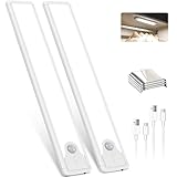 Pak 8 Inch Under Counter Cabinet Lighting, 41 LED Battery Operated Motion Sensor Light, Dimmable Closet Lights, USB Rechargeable, Wireless Magnetic Under Counter Light for Kitchen, Bathroom, 2 Packs