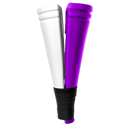 プロモショップ クラップメガホン 11色から選べる 白と色組み合わせ 28.5cm 2色組み合わせ 日本製 (左側:白, 右側:紫)