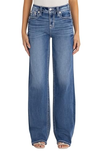 Miss Me Women's Paisley Bloom High Rise Slim Wide Jeans2